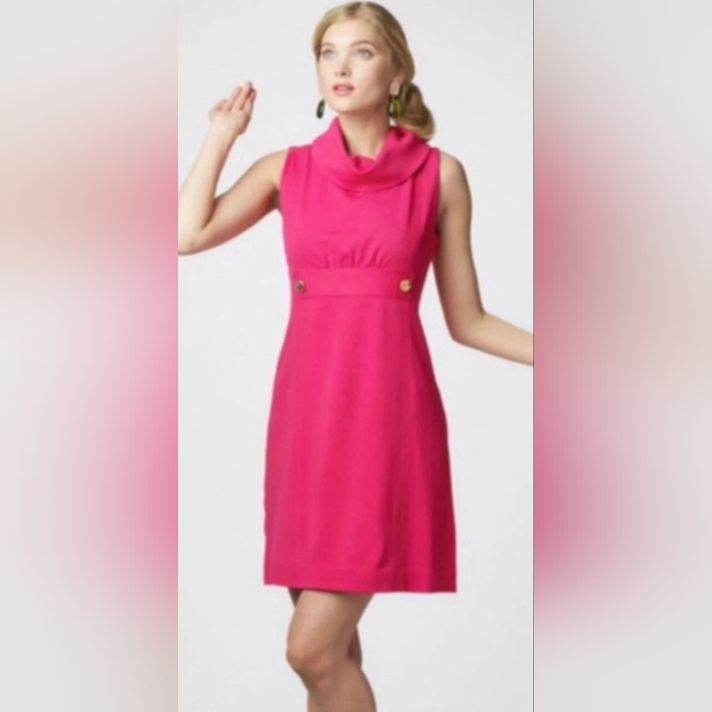 Lilly Pulitzer Vibrant Pink Cowl Neck Mini Dress